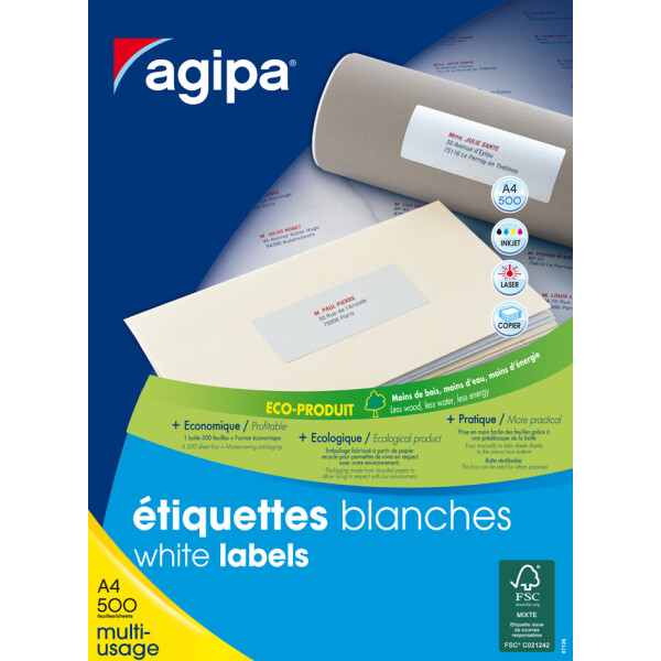 agipa Adress-Etiketten, 70 x 35 mm, weiß