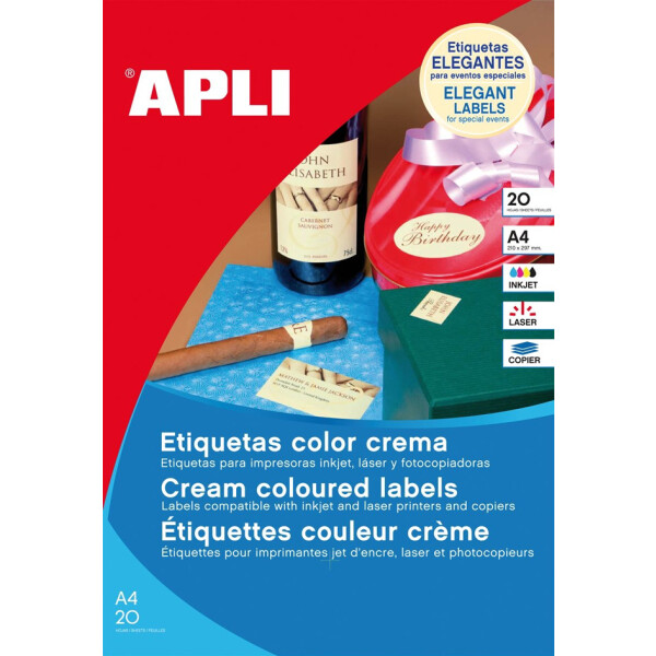 APLI Universal-Etiketten oval, 63,5 x 42,3 mm, creme