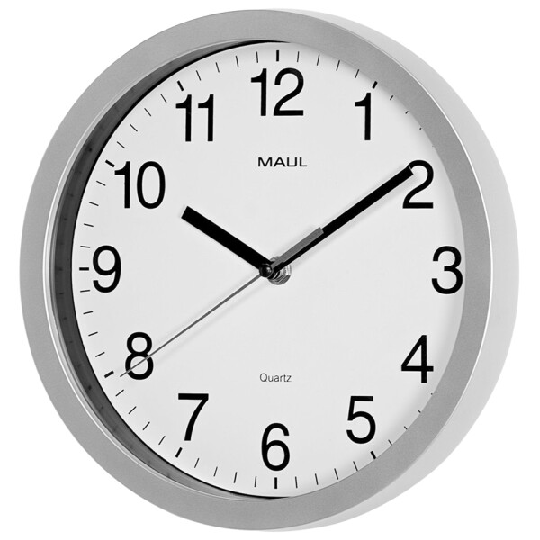 MAUL Wanduhr Quarzuhr MAULrun, Durchmesser: 250 mm, silber