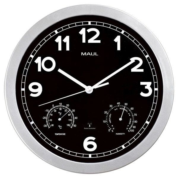 MAUL Wanduhr Funkuhr MAULdrive, Durchmesser: 300 mm, silber