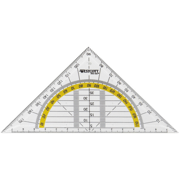 WESTCOTT Geometriedreieck, Hypotenuse: 140 mm, transparent