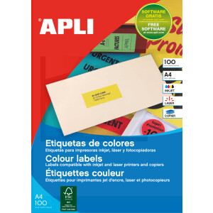 APLI Adress-Etiketten, 210 x 297 mm, neongelb