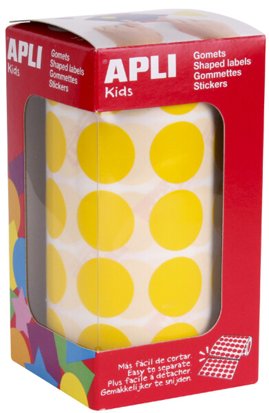 APLI Kids Sticker Creative "Rund", auf Rolle, gelb