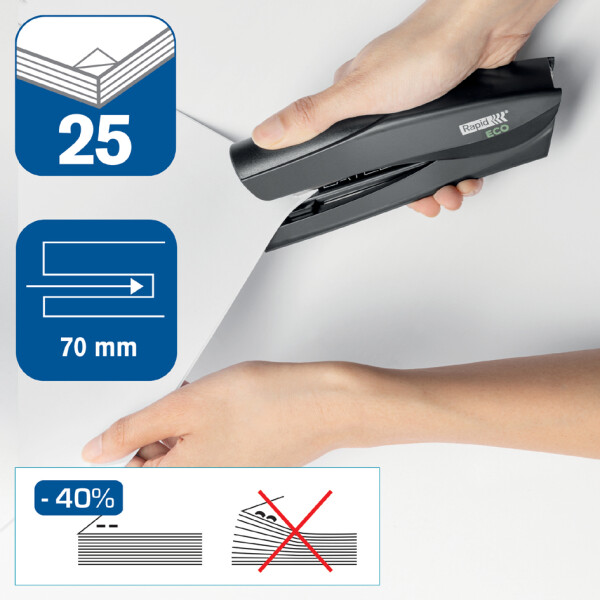 Rapid Flachheftgerät ECO, Einlegetiefe: 70 mm, schwarz