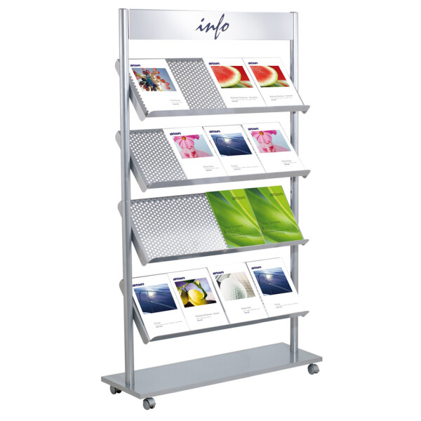 kerkmann Prospektregal Rico, für 20 x DIN A4, alusilber