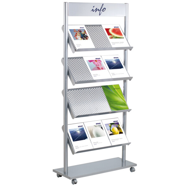 kerkmann Prospektregal Rico, für 20 x DIN A4, alusilber