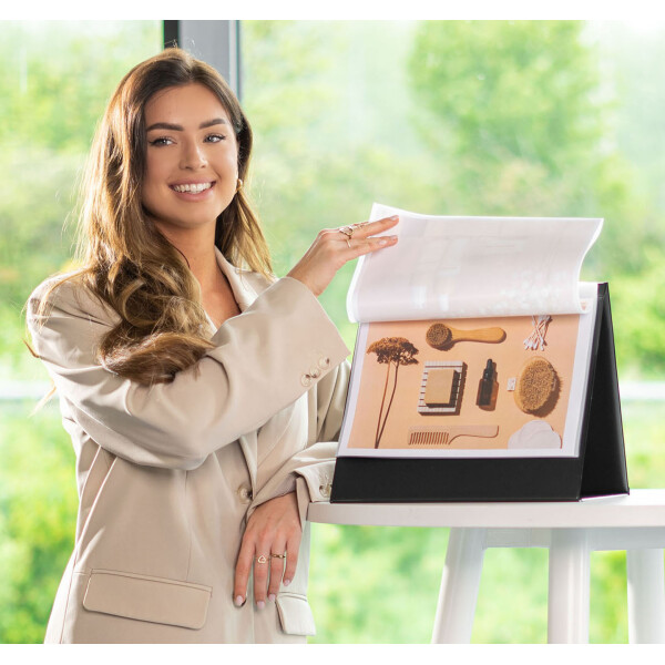 rillstab Tisch-Flipchart, A4 quer, schwarz, inkl. 10 Hüllen