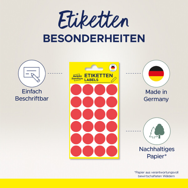 AVERY Zweckform Markierungspunkte, Durchmesser 18 mm, gelb