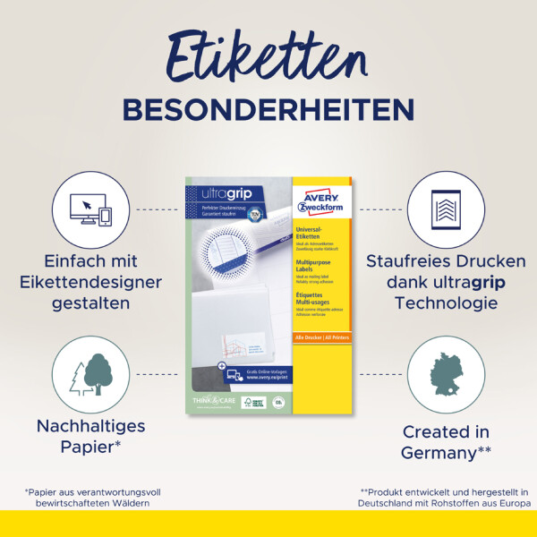 AVERY Zweckform Universal-Etiketten, 97 x 37 mm, weiß