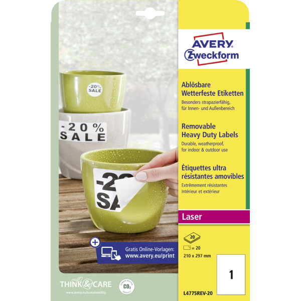 AVERY Zweckform Wetterfeste Etiketten, 105x148 mm, ablösbar