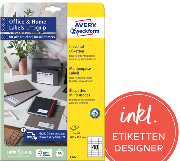 AVERY Zweckform Universal-Etiketten Office&Home, 70 x 42,3mm