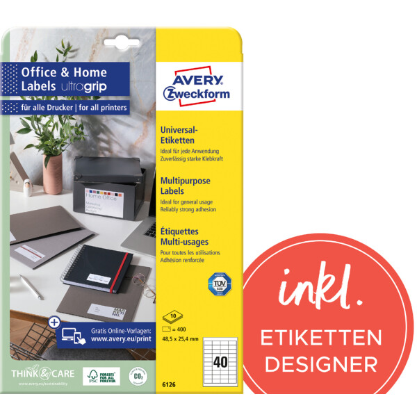 AVERY Zweckform Universal-Etiketten Office&amp;Home, 70 x 42,3mm