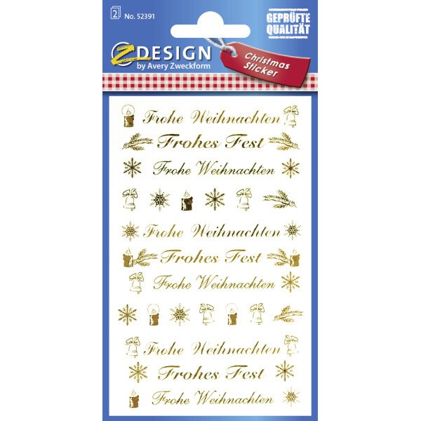 AVERY Zweckform ZDesign Weihnachts-Sticker Schrift + Symbole