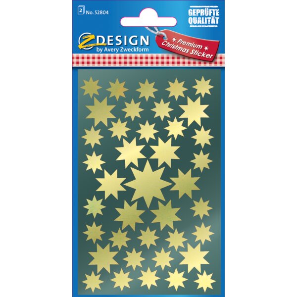 AVERY Zweckform ZDesign Weihnachts-Sticker "Sterne", gold