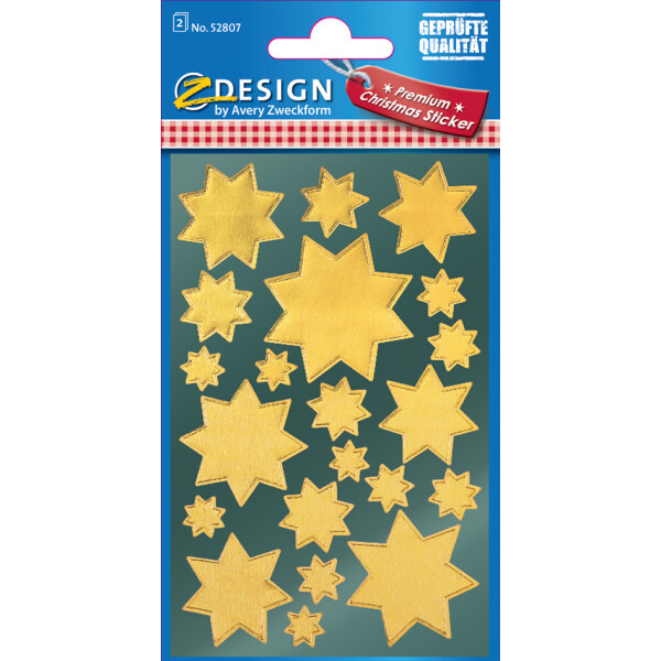 AVERY Zweckform ZDesign Weihnachts-Sticker "Sterne", gold