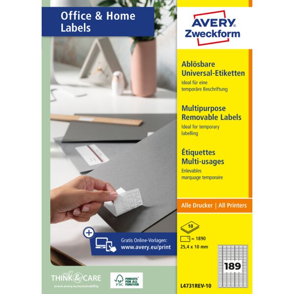 AVERY Zweckform Universal-Etiketten, 35,6 x 16,9 mm, wei&szlig;