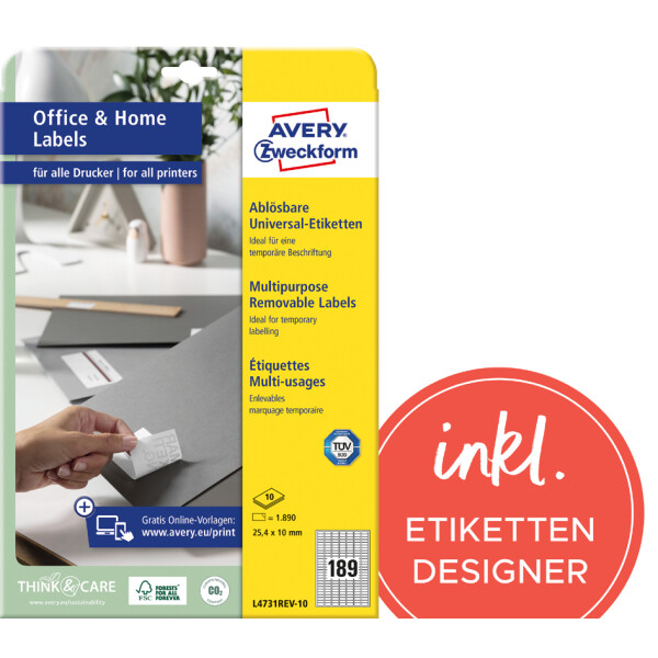 AVERY Zweckform Universal-Etiketten, 35,6 x 16,9 mm, weiß