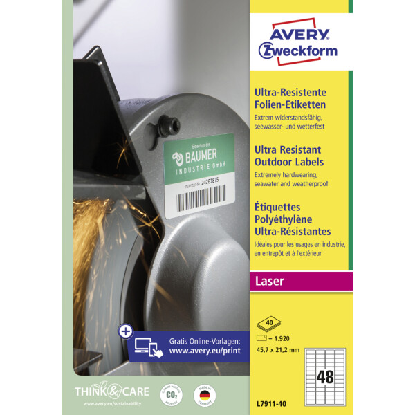 AVERY Zweckform Ultra-Resist. Folien-Etiketten, 210 x 148 mm