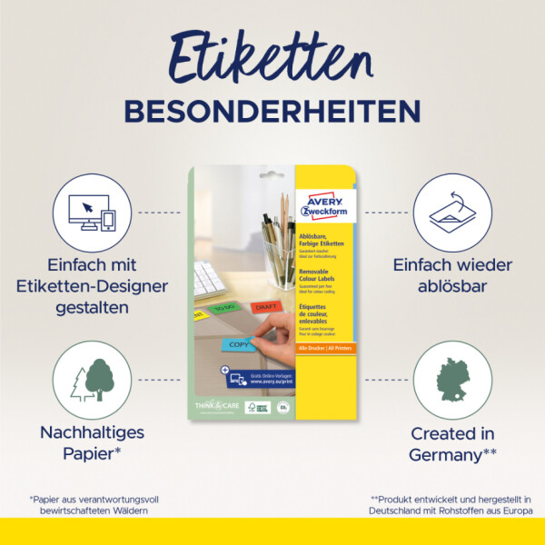 AVERY Zweckform Mini-Etiketten, 25,4 x 10 mm, blau