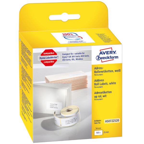AVERY Zweckform Rollenetiketten, 89 x 28 mm, weiß