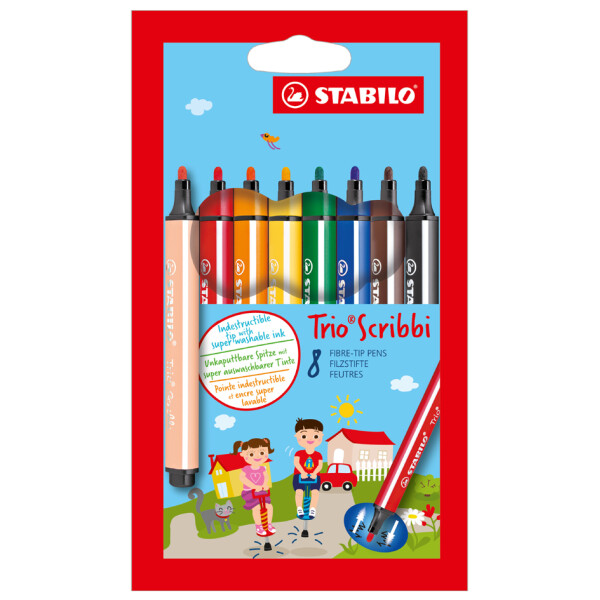 STABILO Fasermaler Trio Scribbi, 8er Kartonetui