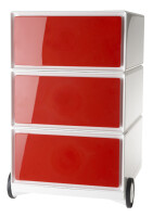 PAPERFLOW Rollcontainer "easyBox", 3 Schübe, weiß rot