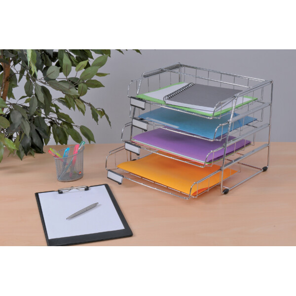 ALBA Briefablage "COR4F", aus Drahtmetall, DIN A4, 4-fach