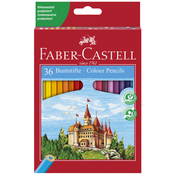 FABER-CASTELL Hexagonal-Buntstifte CASTLE, 12er Kartonetui