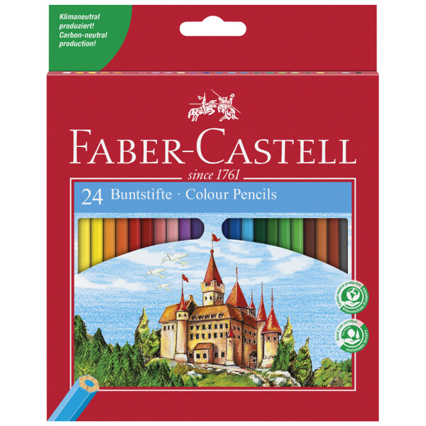 FABER-CASTELL Hexagonal-Buntstifte CASTLE, 12er Kartonetui
