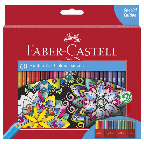 FABER-CASTELL Hexagonal-Buntstifte CASTLE, 12er Kartonetui