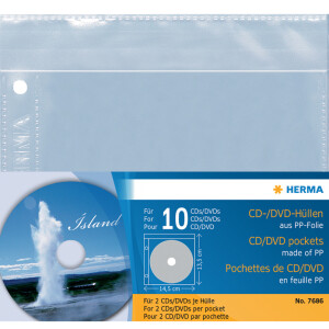 HERMA CD- DVD-Prospekthülle, PP, zum Abheften, 145 x 135 mm