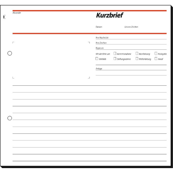 sigel Formularbuch "Kurzmitteilung Kurzbrief", 1 3 A4 quer