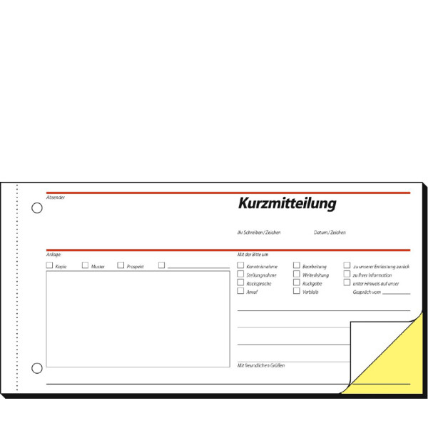 sigel Formularbuch "Kurzmitteilung Kurzbrief", 1 3 A4 quer