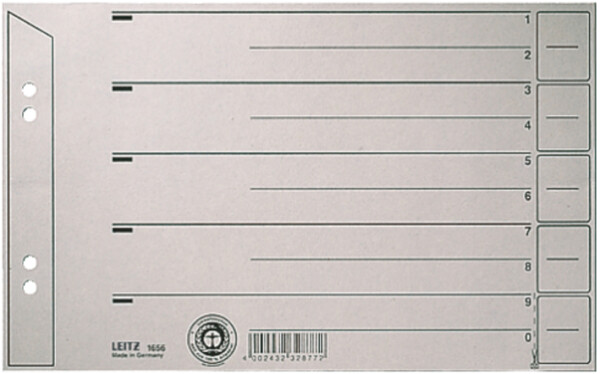 LEITZ Trennblätter, A5, Kraftkarton 200 g wm, grau