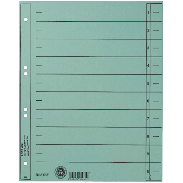 LEITZ Trennbl&auml;tter, A4 &Uuml;berbreite, Manilakarton 230g qm,blau