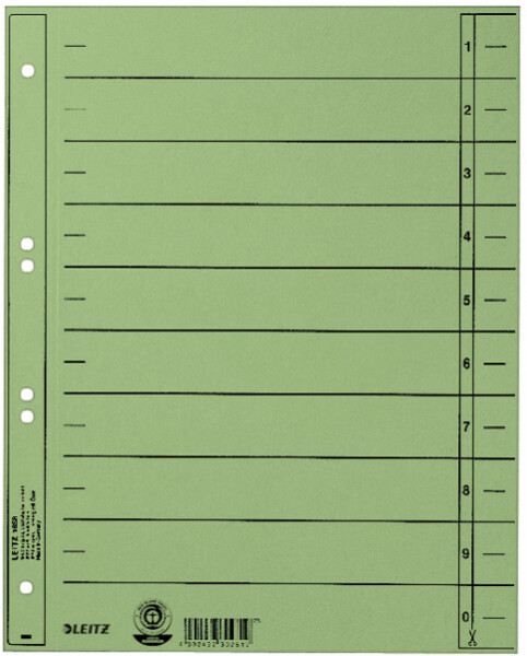 LEITZ Trennblätter, A4 Überbreite, Manilakarton 230g qm,grün