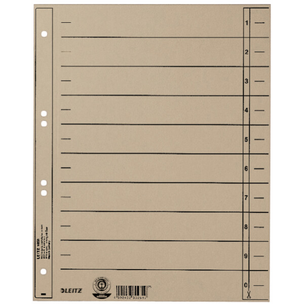 LEITZ Trennblätter, A4 Überbreite, Manilakarton 230g qm,grün