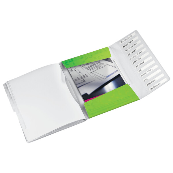 LEITZ Ordnungsmappe WOW, DIN A4, PP, 12 Fächer,blau-metallic