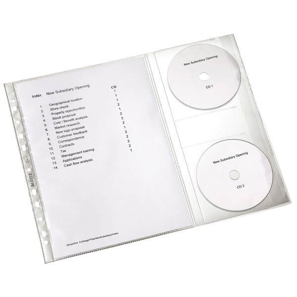LEITZ Prospekthülle mit CD-Klappe, A4, PP, genarbt, 0,12 mm