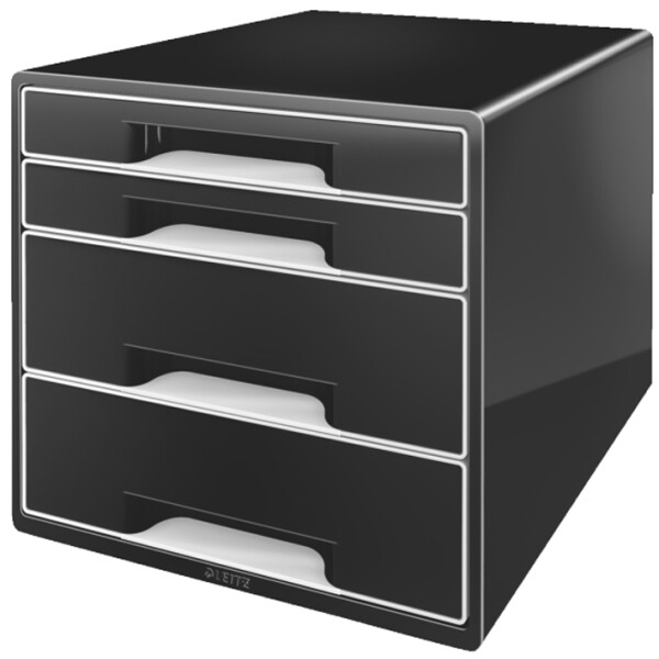 LEITZ Schubladenbox WOW CUBE, 4 Schübe, perlweiß schwarz