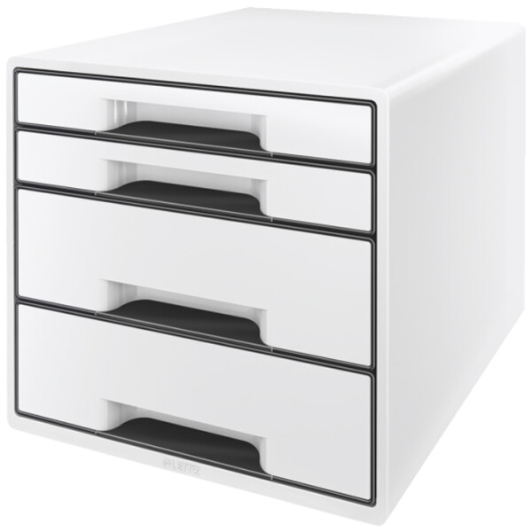 LEITZ Schubladenbox WOW CUBE, 4 Schübe, perlweiß schwarz