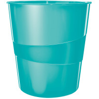 LEITZ Papierkorb WOW, aus Kunststoff, 15 Liter, eisblau