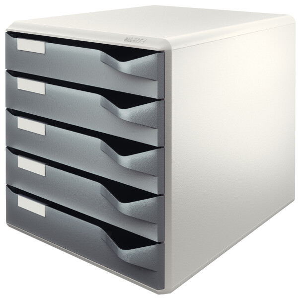 LEITZ Schubladenbox Post-Set, 5 Schübe, lichtgrau bordeaux