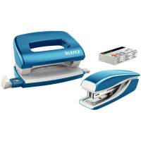LEITZ Heftgerät- & Locher-Set Mini NeXXt WOW, blau
