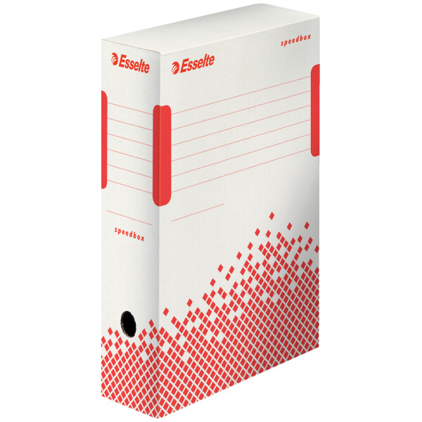 Esselte Archiv-Schachtel SPEEDBOX, DIN A4, weiß rot,(B)80 mm