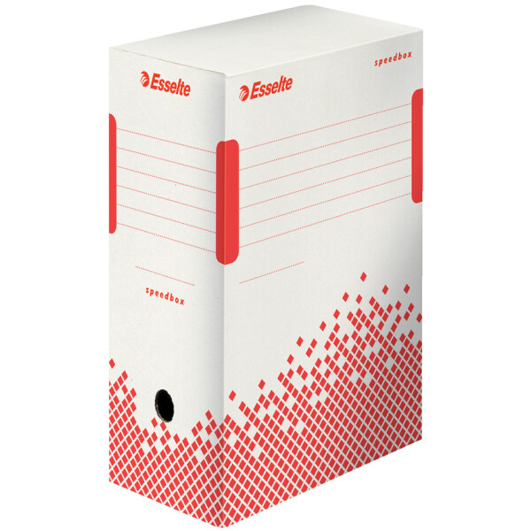 Esselte Archiv-Schachtel SPEEDBOX, DIN A4, weiß rot,(B)80 mm