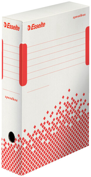 Esselte Archiv-Schachtel SPEEDBOX, DIN A4, weiß rot,(B)80 mm