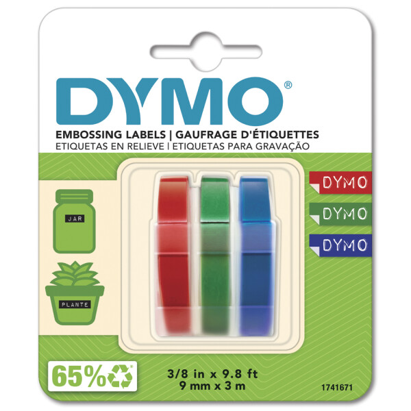 DYMO Pr&auml;geband 3D, 9 mm x 3 m, sortiert, gl&auml;nzend