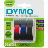 DYMO Prägeband 3D, 9 mm x 3 m, sortiert, glänzend