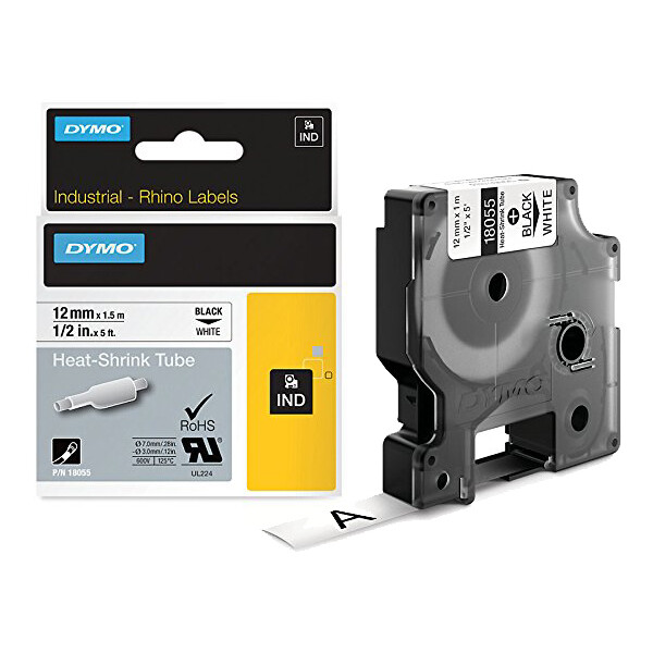 DYMO RHINO Hei&szlig;schrumpfschlauch schwarz wei&szlig;, 24 mm x 1,5 m